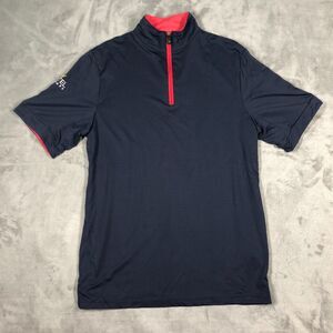 Kastel Denmark Shirt Blue Red Size Large 1/4 Zip Short Sleeve Horse Riding